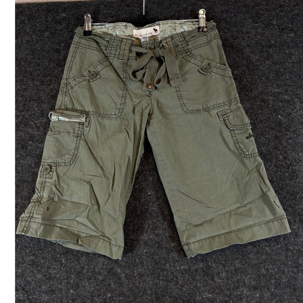 Vintage Y2K Abercrombie Cargo Shorts Olive Green Utility Womens Size Medium